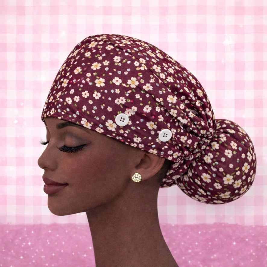 Floral Scrub Caps