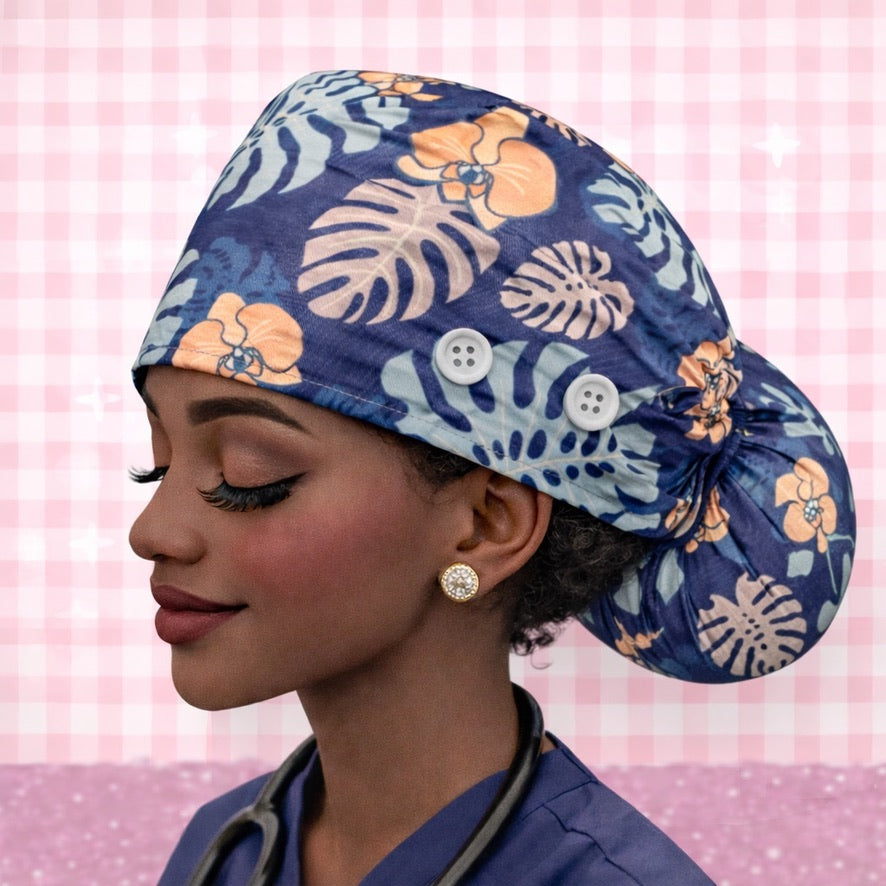 Floral Scrub Caps